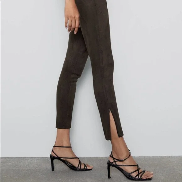 Zara Pants Jumpsuits Zara Nwt Faux Suede Mid Rise Leggings